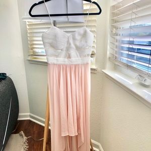 Stunning white / pink cocktail dress, high low hem